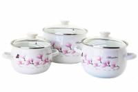 Набор кастрюль сферической формы "6926" Магнолия молочная 2,5л/3,5л/5,0л  ➜ Оптом и в розницу ✅ актуальная цена -Интернет магазин ✅ Фортуна ✅