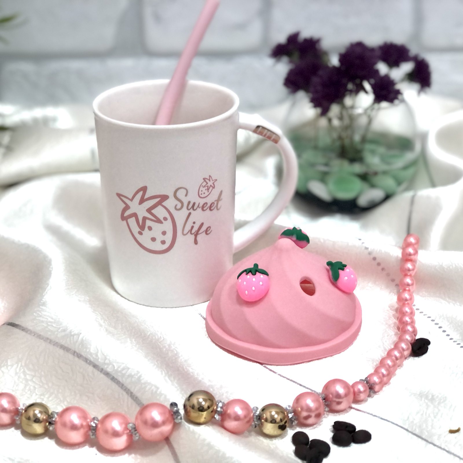 Чашка с силиконовой крышкой и трубочкой 400 мл Sweet life Stenson - 00518 ✅ базовая цена $6.57 ✔ Опт ✔ Скидки ✔ Заходите! - Интернет-магазин ✅ Фортуна-опт ✅