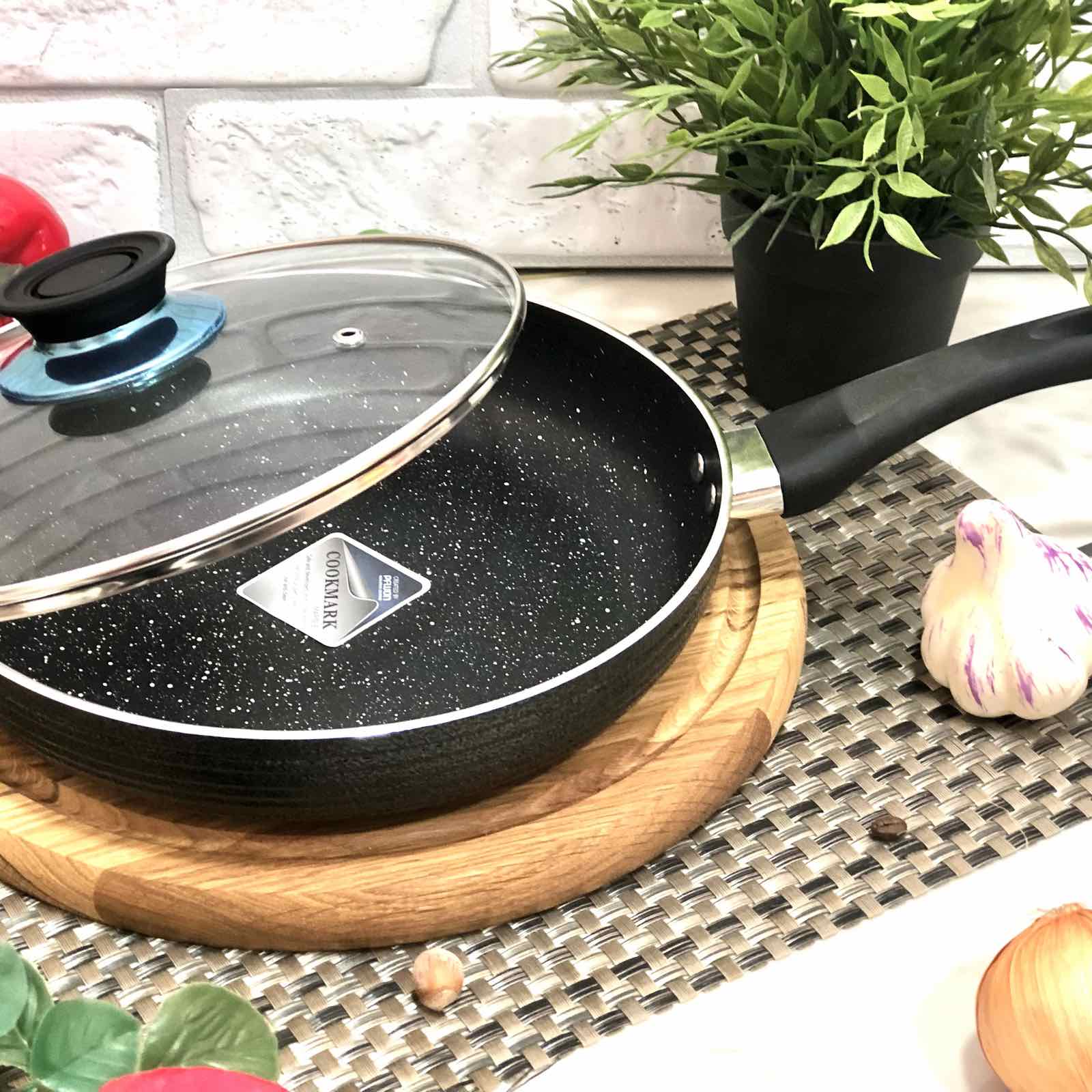 Сковорода 28 см с крышкой, мраморное покрытие A-Plus - 1110 ✅ базовая цена $13.06 ✔ Опт ✔ Скидки ✔ Заходите! - Интернет-магазин ✅ Фортуна-опт ✅