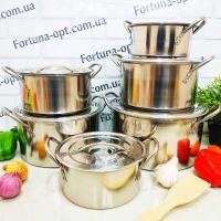 Набор кастрюль с нержавеющими крышками 12 предметов A-Plus - 0755 ➜ Оптом и в розницу ✅ актуальная цена - Интернет магазин ✅ Фортуна ✅