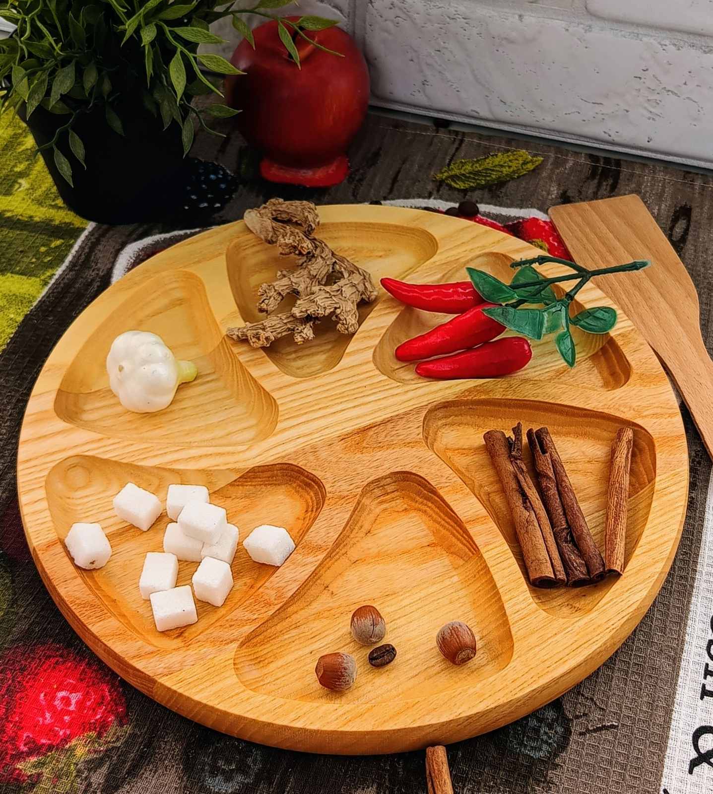 Менажница Ясень 30см круглая 6 секций 0129 ✅ базовая цена 228.11 грн. ✔ Опт ✔ Скидки ✔ Заходите! - Интернет-магазин ✅ Фортуна-опт ✅