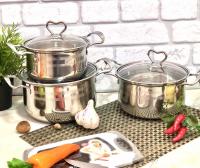 Набор нержавеющих кастрюль A-Plus - 2063  ➜ Оптом и в розницу ✅ актуальная цена - Интернет магазин ✅ Фортуна ✅