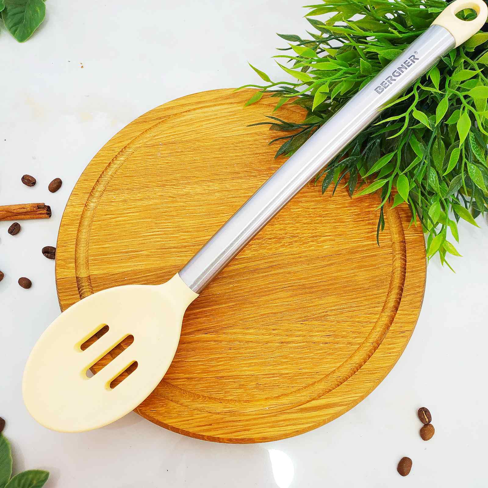 Ложка с дырками силиконовая кухонная Bergner - BG 3362 ✅ базовая цена $4.53 ✔ Опт ✔ Скидки ✔ Заходите! - Интернет-магазин ✅ Фортуна-опт ✅