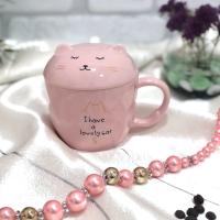 Чашка керамическая с крышкой и ложкой в коробке 300 мл "Кошка" 88403  ✅ базовая цена $4.50 ✔ Опт ✔ Акции ✔ Заходите! - Интернет-магазин Fortuna-opt.com.ua.