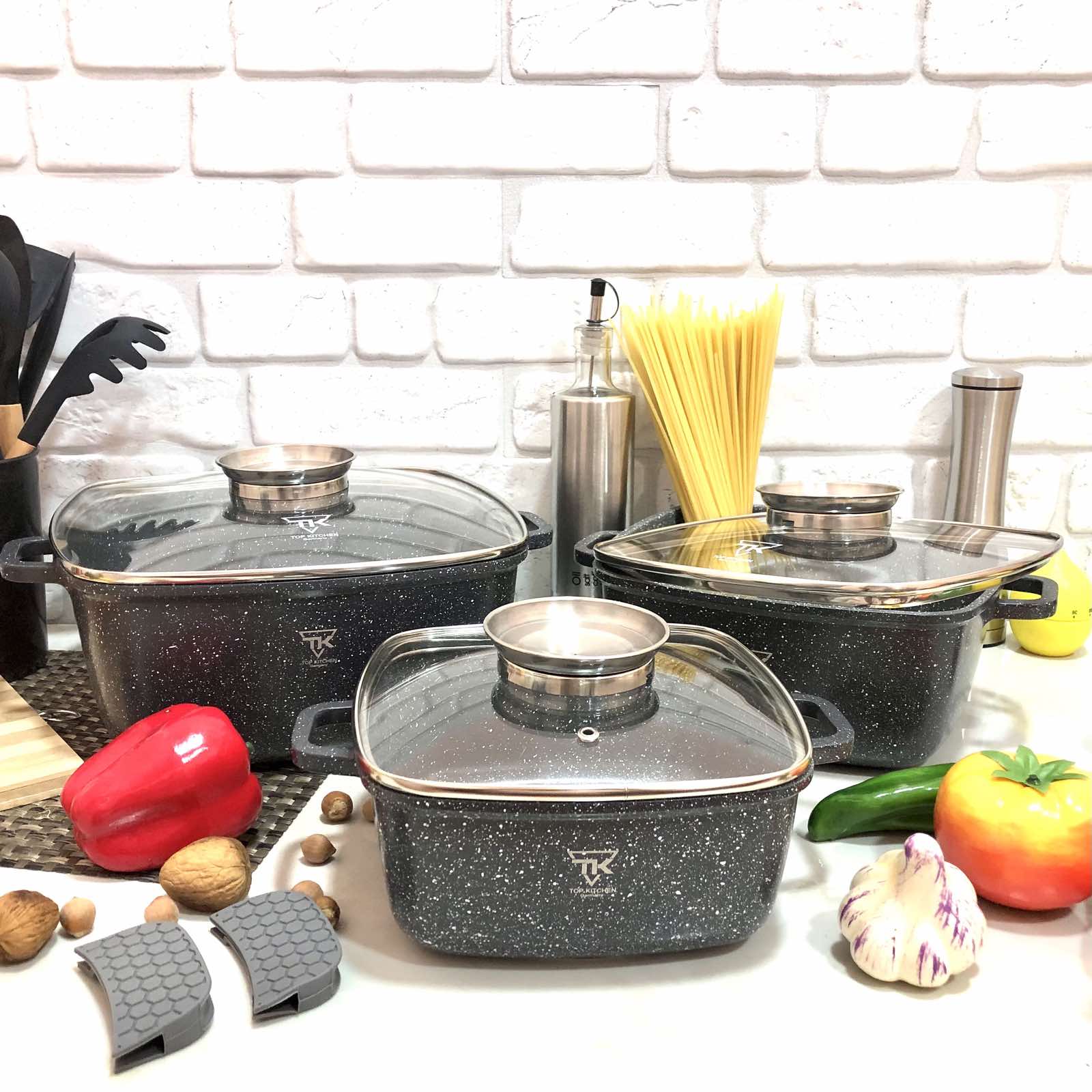 Набор кастрюль серый Top Kitchen - 00025 ✅ базовая цена $46.22 ✔ Опт ✔ Скидки ✔ Заходите! - Интернет-магазин ✅ Фортуна-опт ✅