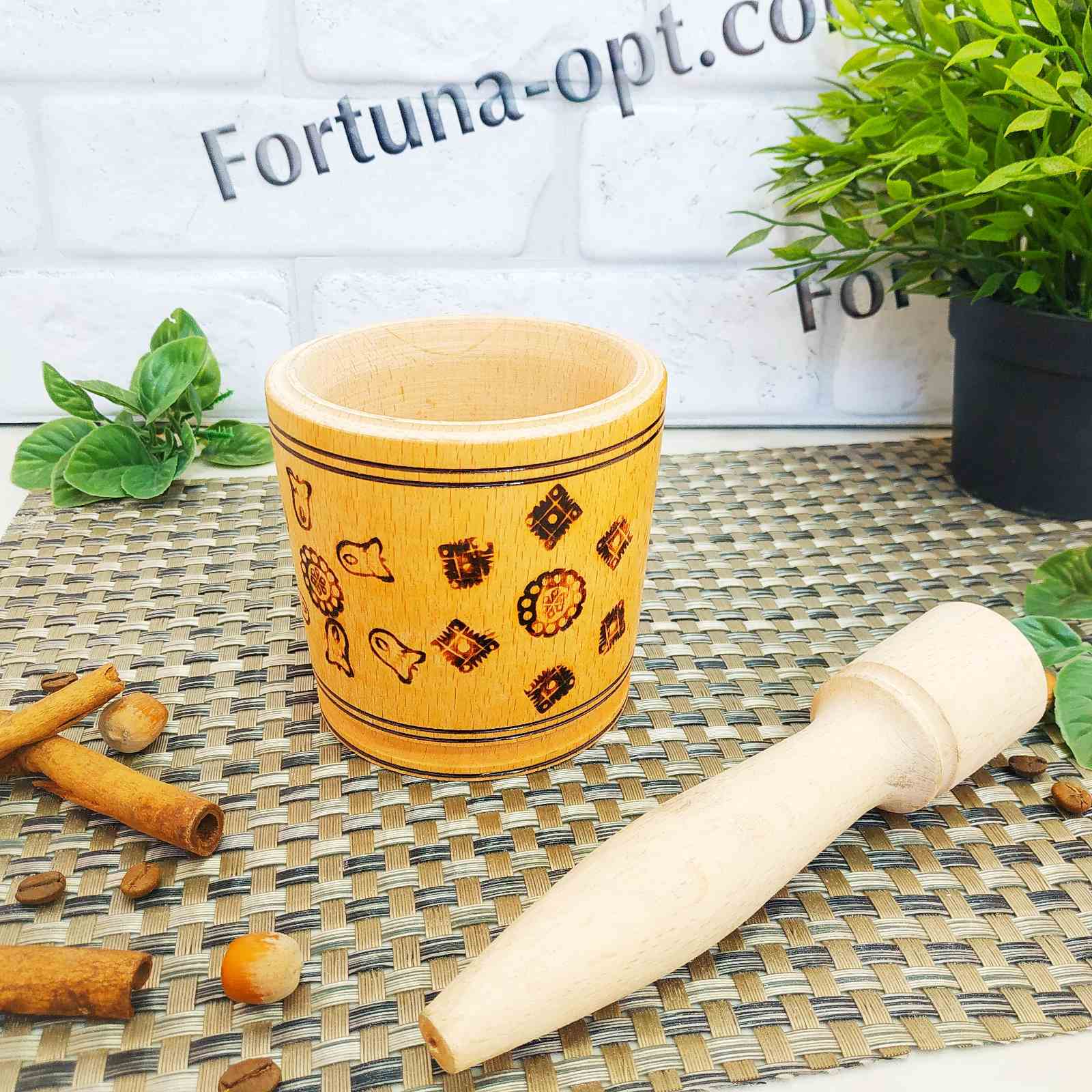 Ступка деревянная большая  0513 ✅ базовая цена 47.95 грн. ✔ Опт ✔ Скидки ✔ Заходите! - Интернет-магазин ✅ Фортуна-опт ✅