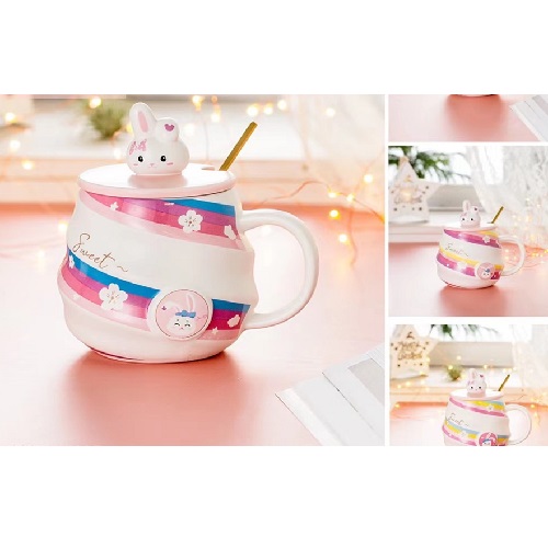 Чашка с крышой и ложкой 420 мл "Sweet bunny" 00956 (Ст) ✅ базовая цена $5.34 ✔ Опт ✔ Скидки ✔ Заходите! - Интернет-магазин ✅ Фортуна-опт ✅