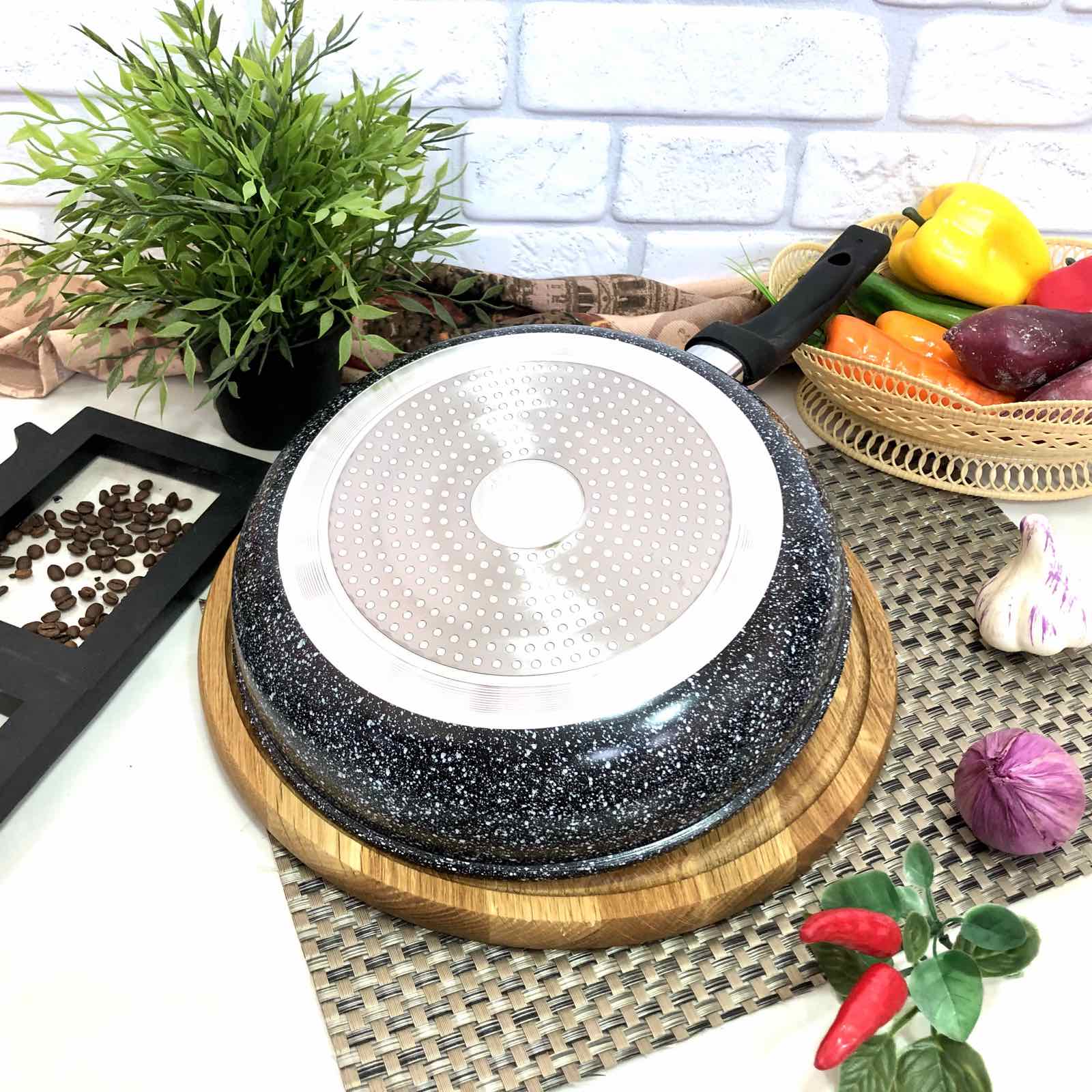 Сковорода с антипригарным гранитным покрытием Benson  - 513 (28*6см) ✅ базовая цена $13.28 ✔ Опт ✔ Скидки ✔ Заходите! - Интернет-магазин ✅ Фортуна-опт ✅