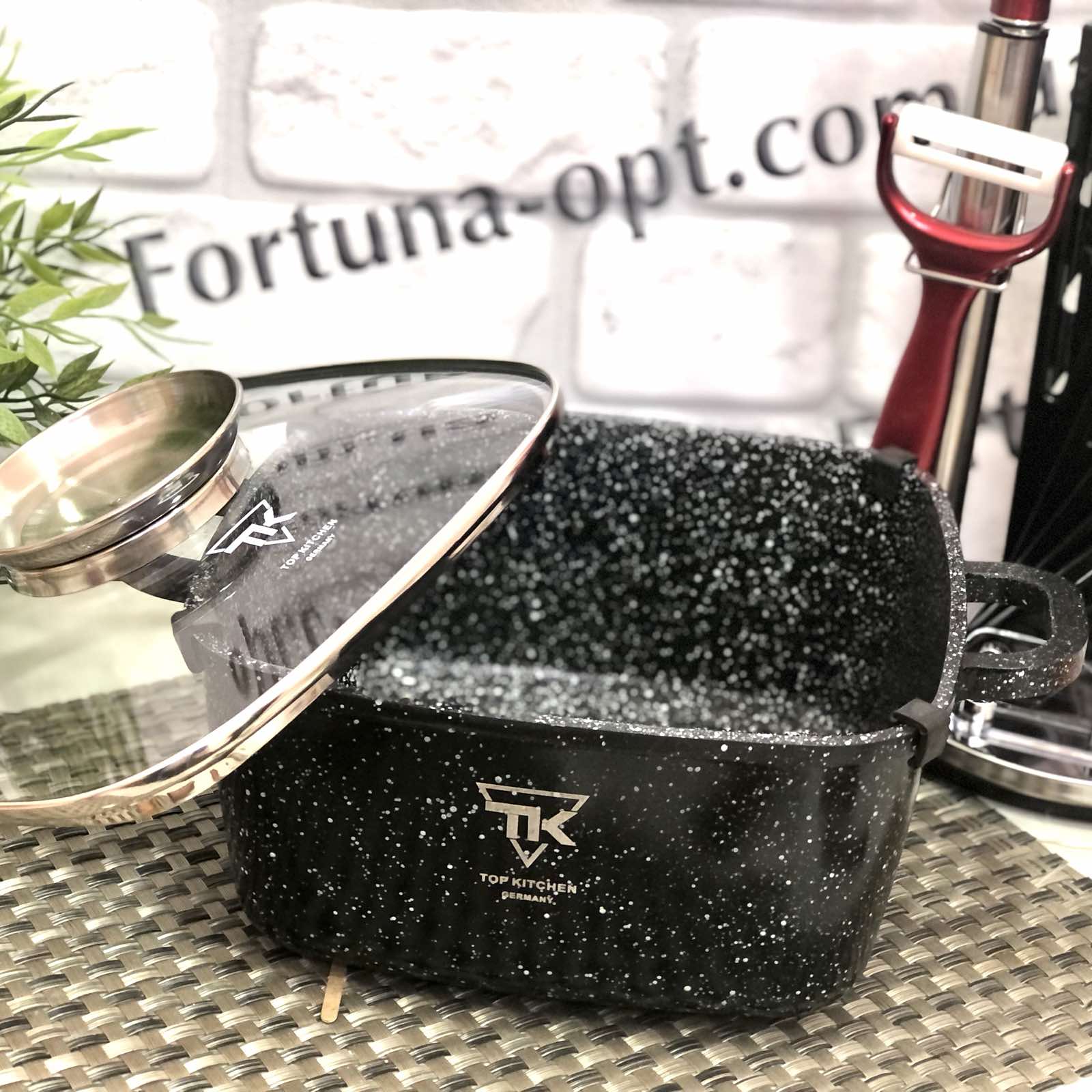 Кастрюля-казан Top Kitchen черный в белую точку мрамор 6,7 л - (28 см) TК 00056 ✅ базовая цена $21.79 ✔ Опт ✔ Скидки ✔ Заходите! - Интернет-магазин ✅ Фортуна-опт ✅