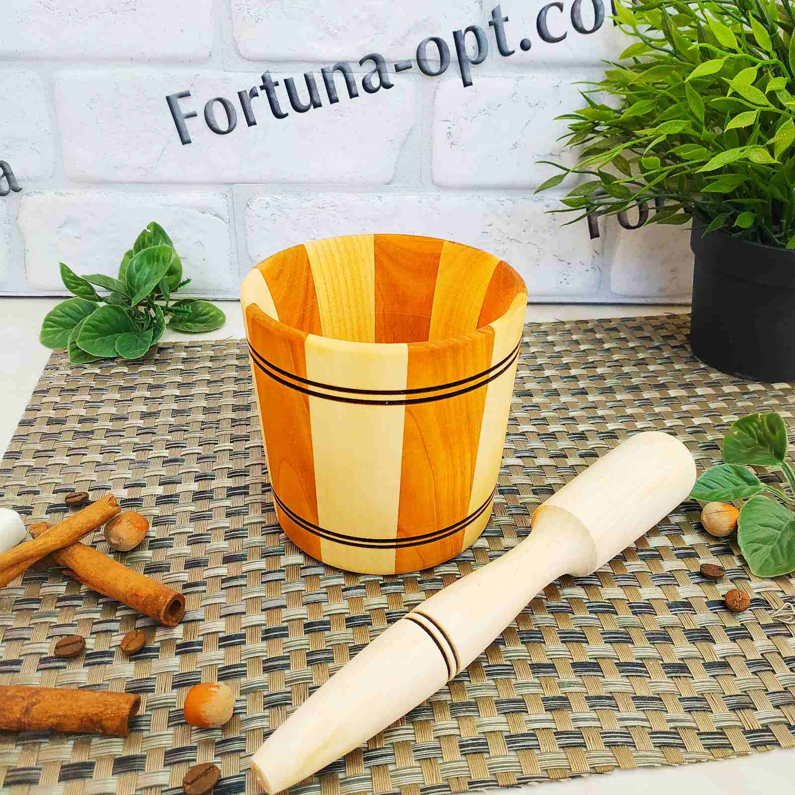 Ступка деревянная премиум  0514 ✅ базовая цена 111.89 грн. ✔ Опт ✔ Скидки ✔ Заходите! - Интернет-магазин ✅ Фортуна-опт ✅