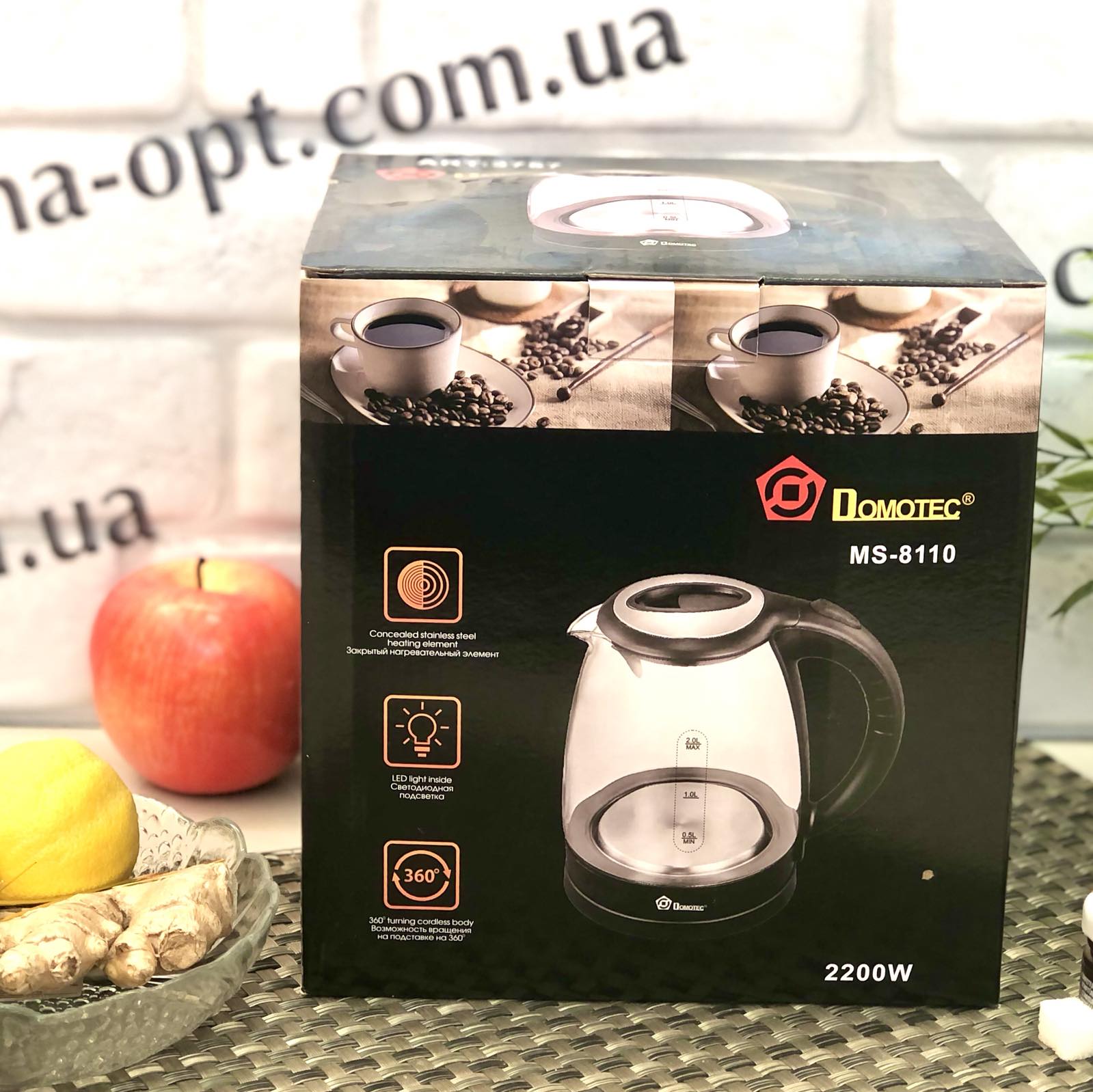 Электрочайник стекло 1,8 л Domotec 8110 Черный ✅ базовая цена $12.24 ✔ Опт ✔ Скидки ✔ Заходите! - Интернет-магазин ✅ Фортуна-опт ✅