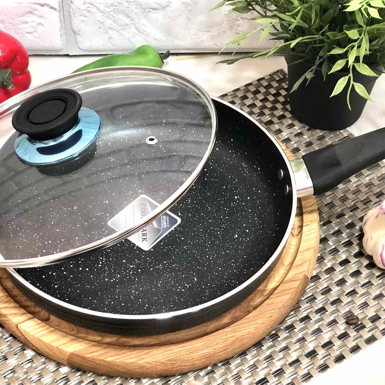 Сковорода 28 см с крышкой, мраморное покрытие A-Plus - 1110 ✅ базовая цена $13.06 ✔ Опт ✔ Скидки ✔ Заходите! - Интернет-магазин ✅ Фортуна-опт ✅