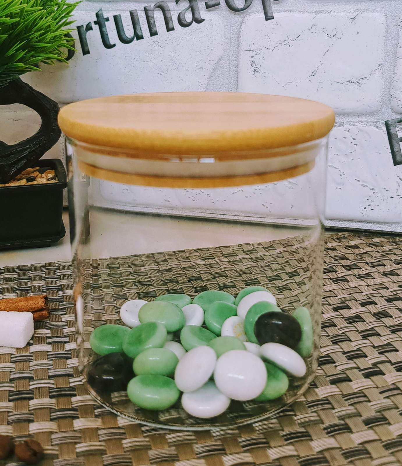 Банка стекло крышка бамбук 550 мл 10х10 см 00977 ✅ базовая цена 127.69 грн. ✔ Опт ✔ Скидки ✔ Заходите! - Интернет-магазин ✅ Фортуна-опт ✅