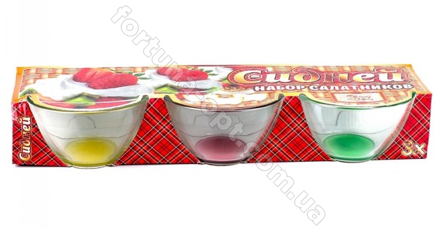 Салатники стекло Лак Микс 3 шт/наб 8195 ➜ Оптом и в розницу ✅ актуальная цена -Интернет магазин ✅ Фортуна ✅