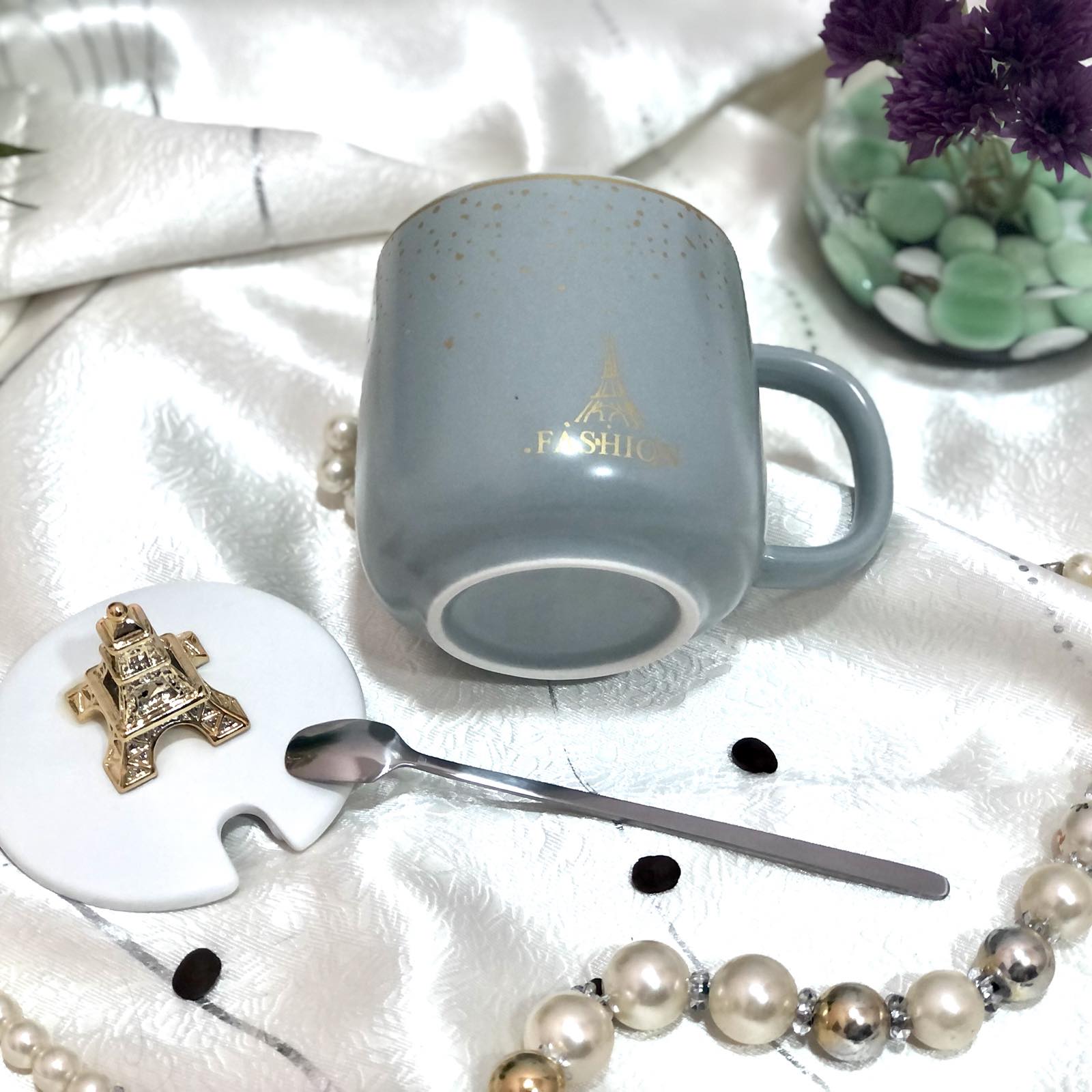 Чашка с крышкой и ложкой 400 мл "Париж" 88398  ✅ базовая цена $5.08 ✔ Опт ✔ Скидки ✔ Заходите! - Интернет-магазин ✅ Фортуна-опт ✅