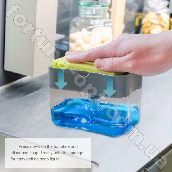 Диспенсер для моющего средства с подставкой для губки Caddy - 000140 ✅ базовая цена $1.70 ✔ Опт ✔ Скидки ✔ Заходите! - Интернет-магазин ✅ Фортуна-опт ✅