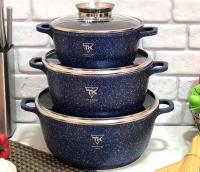 Набор посуды с мраморным покрытием синий Top Kitchen - TK 00021 ✅ базовая цена $47.72 ✔ Опт ✔ Акции ✔ Заходите! - Интернет-магазин Fortuna-opt.com.ua.