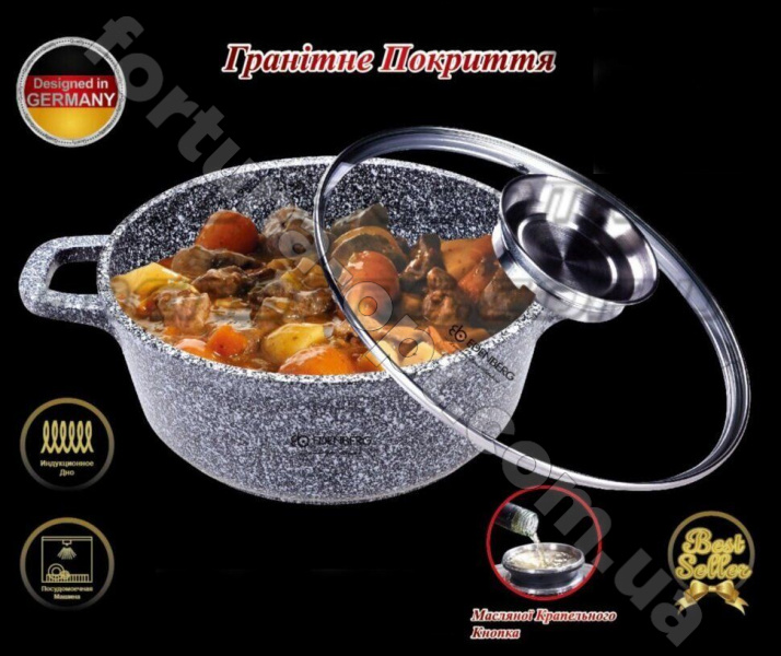 Кастрюля-казан с крышкой Edenberg 28 см, 6.5 л (EB - 3980) ✅ базовая цена $28.89 ✔ Опт ✔ Скидки ✔ Заходите! - Интернет-магазин ✅ Фортуна-опт ✅