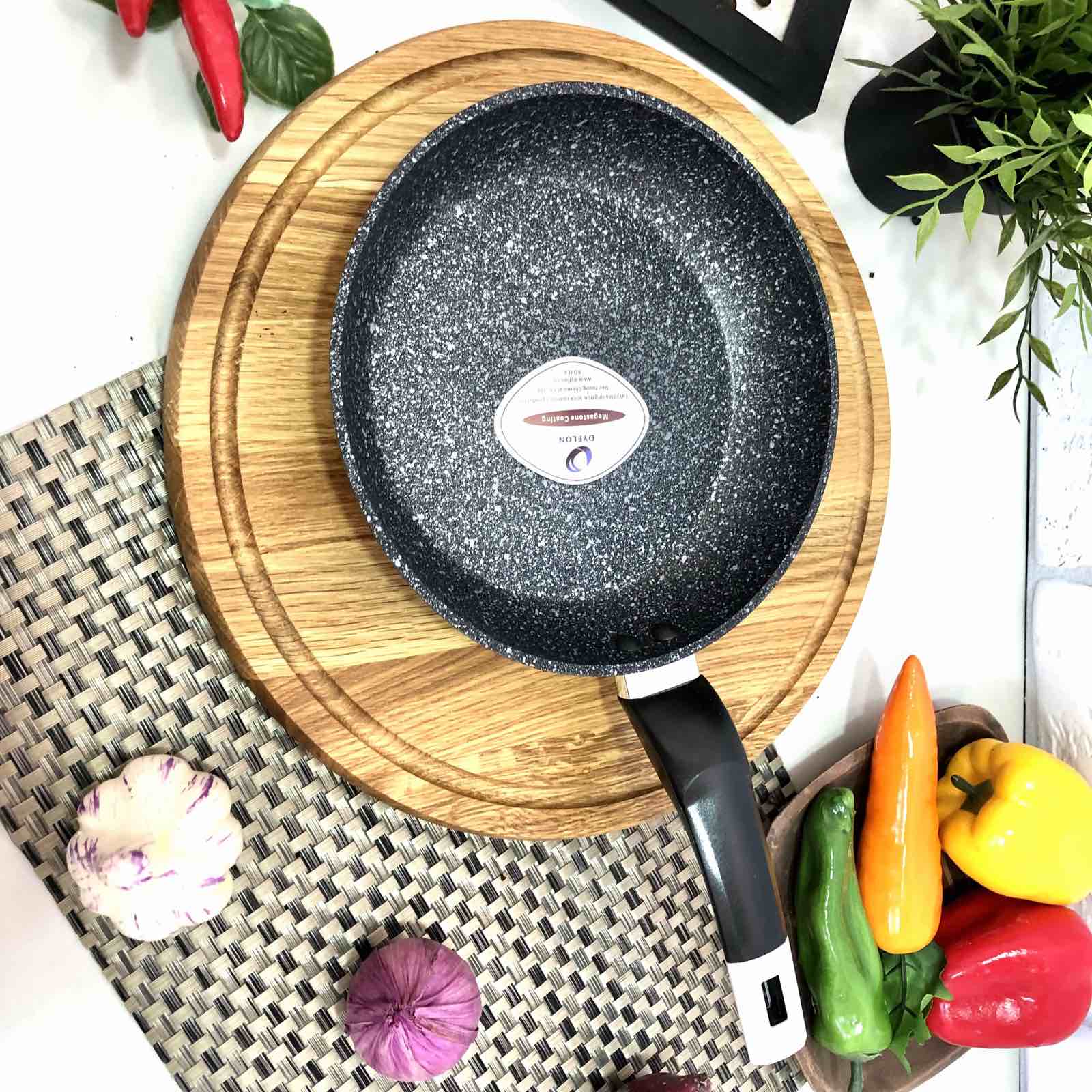 Сковорода 22 см с крышкой,гранитное покрытие A-Plus - 1480 ✅ базовая цена $9.40 ✔ Опт ✔ Скидки ✔ Заходите! - Интернет-магазин ✅ Фортуна-опт ✅