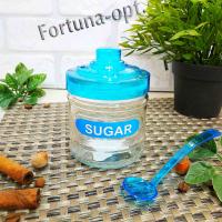 Банка стеклянная для специй с ложкой 320 мл голубая 7075 ✅ базовая цена 39.13 грн. ✔ Опт ✔ Акции ✔ Заходите! - Интернет-магазин Fortuna-opt.com.ua.
