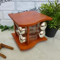 Спецовница на деревянной подставке 8 шт d18*15*17см Stenson 3822 ➜ Оптом и в розницу ✅ актуальная цена -Интернет магазин ✅ Фортуна ✅