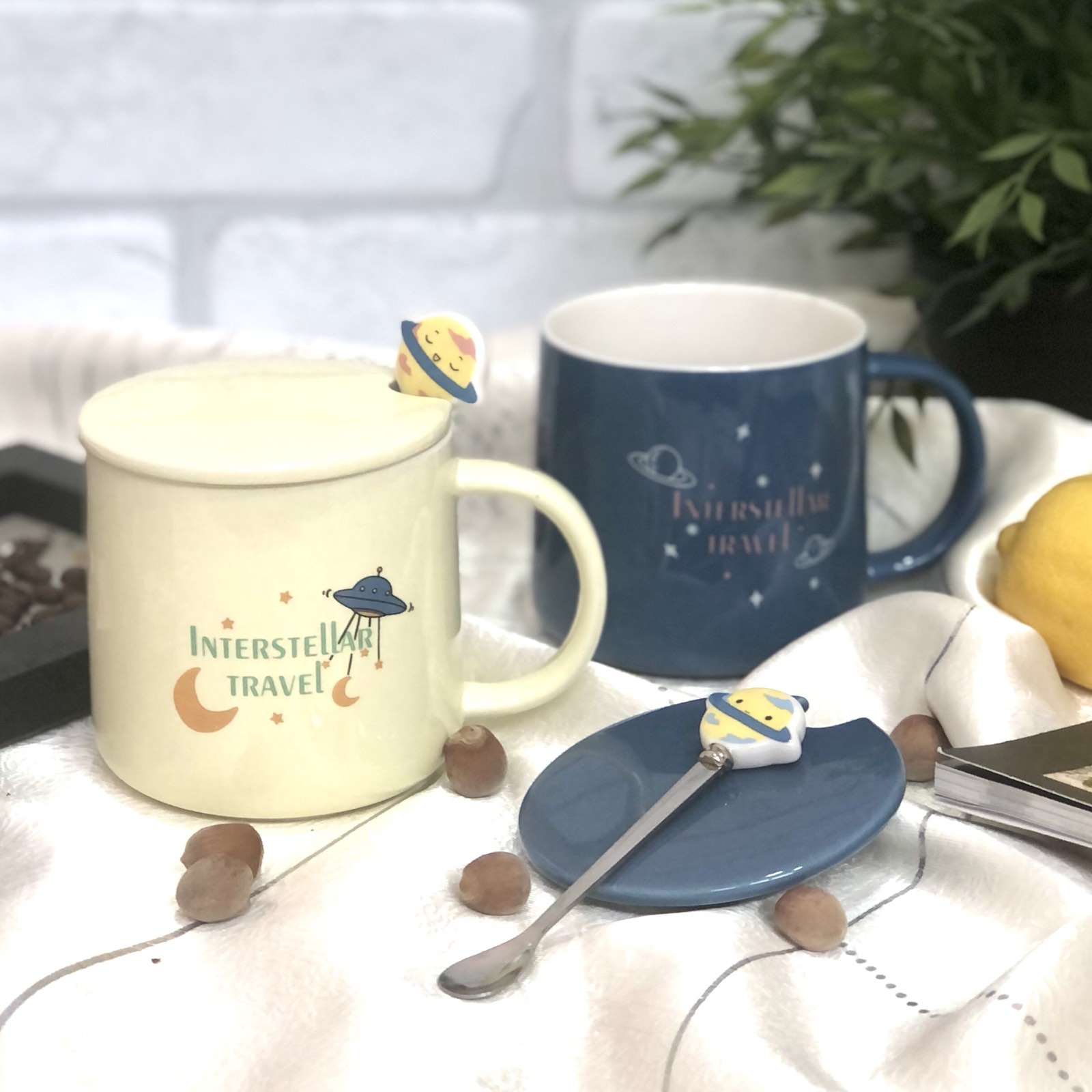 Чашка с крышкой и ложкой 400 мл "Planets" керамика Stenson - 00515 ✅ базовая цена $4.83 ✔ Опт ✔ Скидки ✔ Заходите! - Интернет-магазин ✅ Фортуна-опт ✅