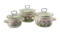 Набор кастрюль из эмалированной стали 2,5л/3,5л/5л 6926 Лаванда ✅ базовая цена 974.14 грн. ✔ Опт ✔ Акции ✔ Заходите! - Интернет-магазин Fortuna-opt.com.ua.