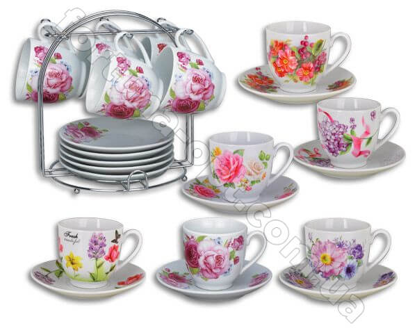 Чайный набор на стойке Elina EL - 2138 12 предметов ➜ Оптом и в розницу ✅ актуальная цена - Интернет магазин ✅ Фортуна ✅