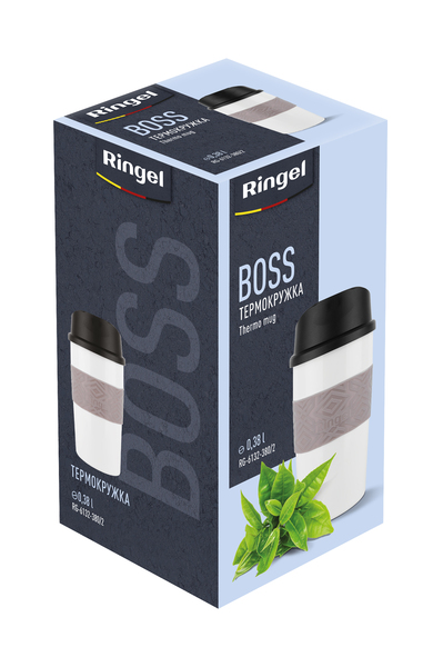 Термокружка 380 мл "RINGEL BOSS" белая 6132-380/2 ➜ фото ➜ розн цена 272.28 грн. - Интернет-магазин ✅ Fortuna-opt.com.ua. ✅