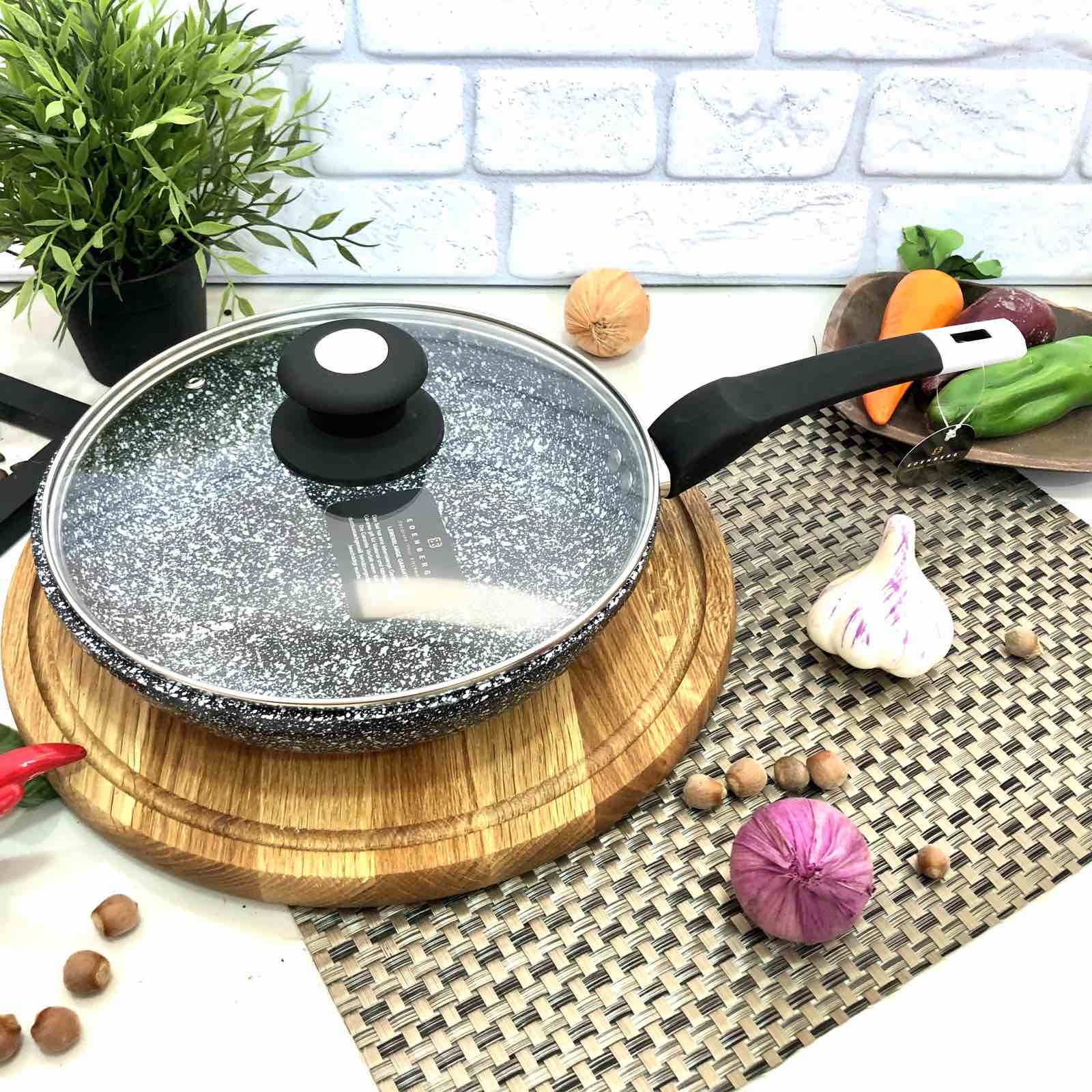 Сковорода с крышкой Edenberg EB - 9167 - 26 см, мраморное покрытие ✅ базовая цена $18.68 ✔ Опт ✔ Скидки ✔ Заходите! - Интернет-магазин ✅ Фортуна-опт ✅