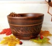 Салатник из красный глины резной 800 мл - 7795 ➜ Оптом и в розницу ✅ актуальная цена - Интернет магазин ✅ Фортуна ✅