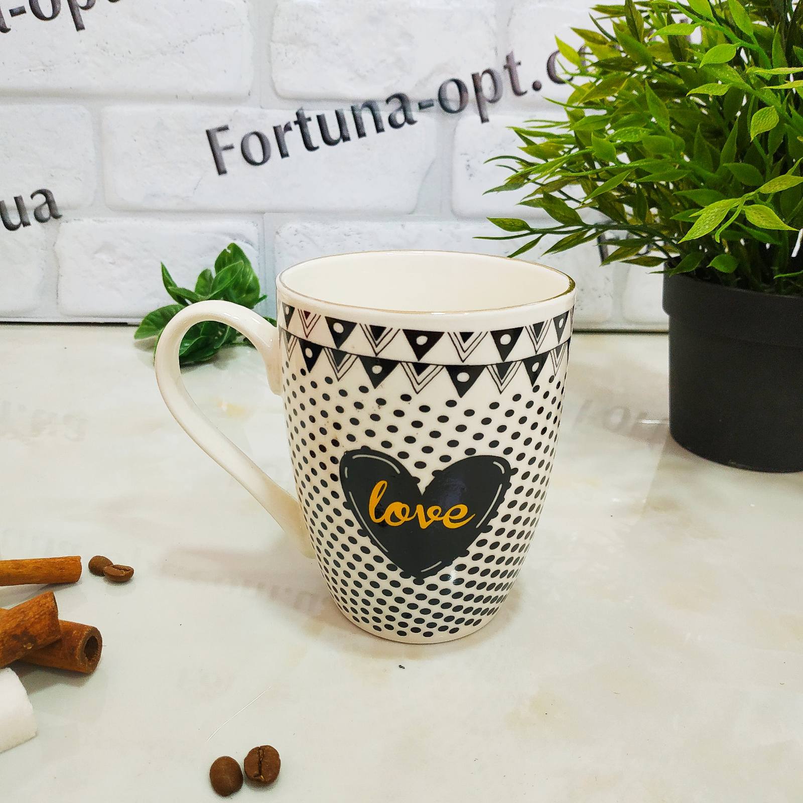 Чашка 350 мл "Сердце Золото" микс в коробке SNT - 055-350-12 ✅ базовая цена 36.17 грн. ✔ Опт ✔ Скидки ✔ Заходите! - Интернет-магазин ✅ Фортуна-опт ✅