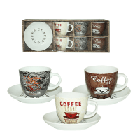 Набор чайный керамический 12 предметов 220 мл Кофе 1462-12 ➜ Оптом и в розницу ✅ актуальная цена - Интернет магазин ✅ Фортуна ✅