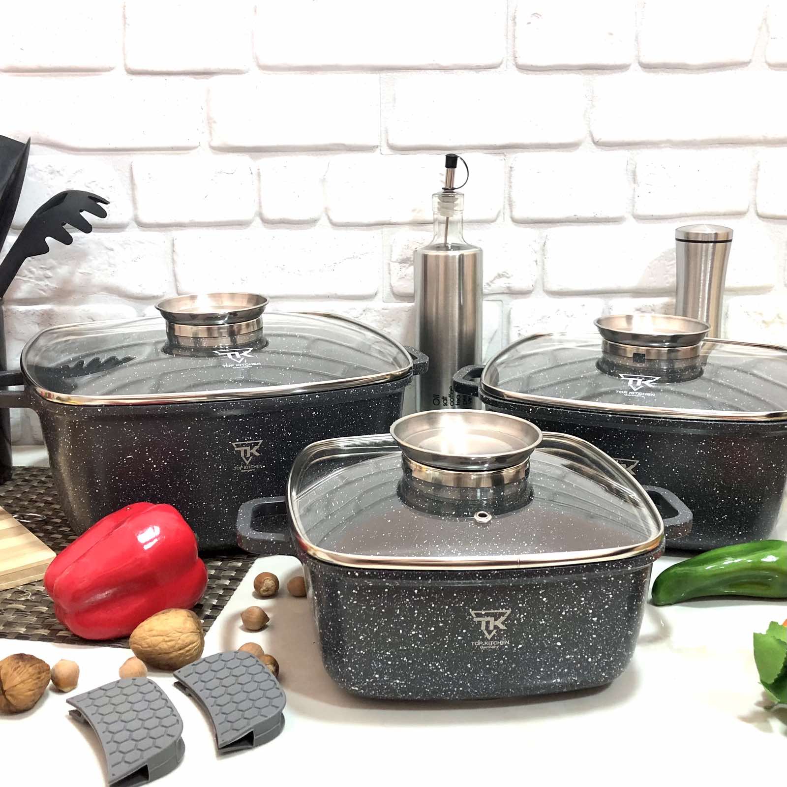 Набор кастрюль серый Top Kitchen - 00025 ✅ базовая цена $46.22 ✔ Опт ✔ Скидки ✔ Заходите! - Интернет-магазин ✅ Фортуна-опт ✅