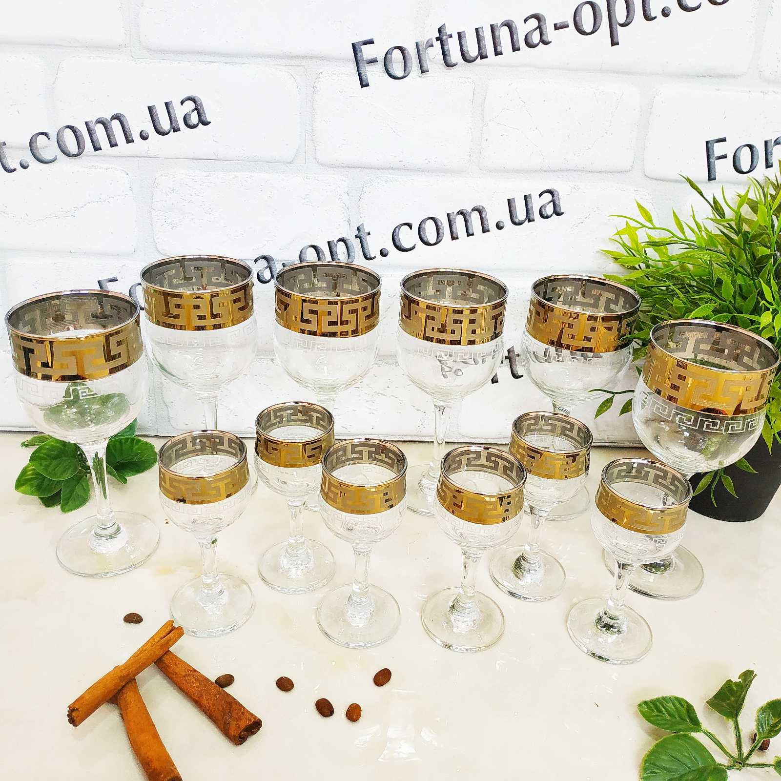 Бокал для вина + рюмка 12 пр. Греческий узор GE 03-163/164 ✅ базовая цена 790.32 грн. ✔ Опт ✔ Скидки ✔ Заходите! - Интернет-магазин ✅ Фортуна-опт ✅