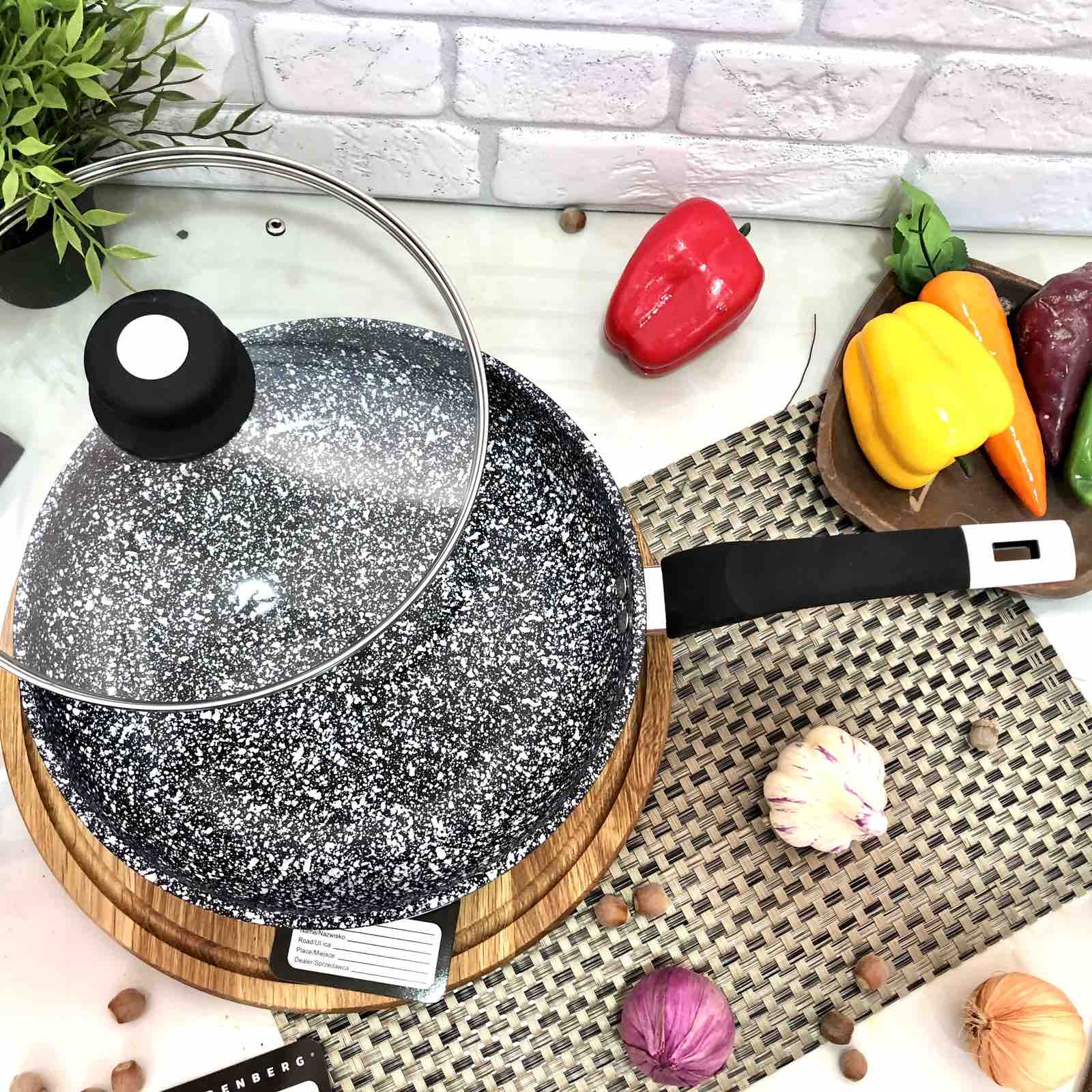 Сковорода с крышкой из мрамора Edenberg EB - 9168 - 28 см ✅ базовая цена $20.47 ✔ Опт ✔ Скидки ✔ Заходите! - Интернет-магазин ✅ Фортуна-опт ✅