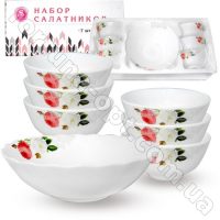 Набор салатников стеклокерамика Роза Бутик SNT - 30056-203 7 шт ➜ Оптом и в розницу ✅ актуальная цена -Интернет магазин ✅ Фортуна ✅