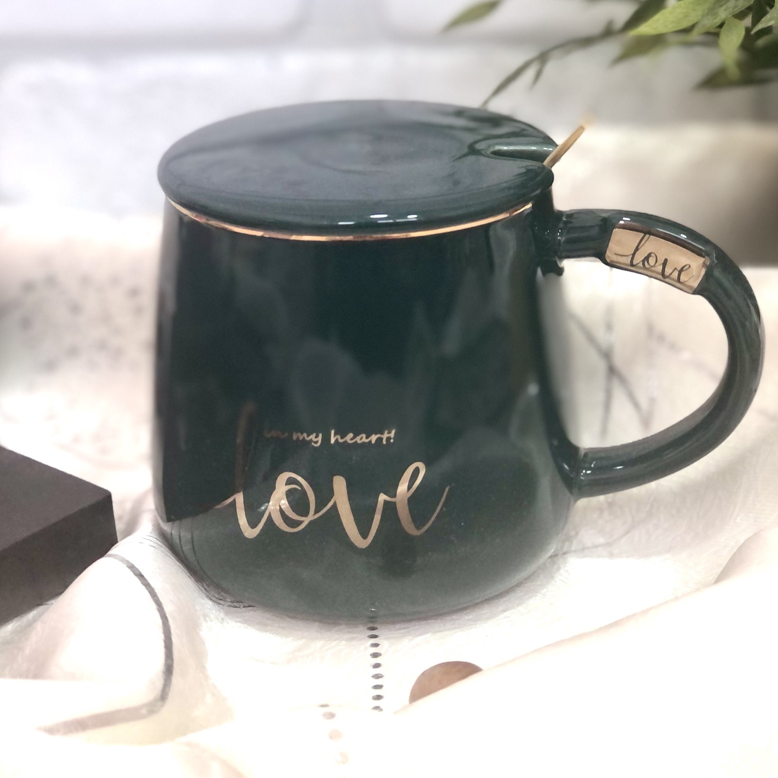 Чашка керамическая с крышкой и ложкой 400 мл "Love" Stenson - 00229 ✅ базовая цена $4.59 ✔ Опт ✔ Скидки ✔ Заходите! - Интернет-магазин ✅ Фортуна-опт ✅