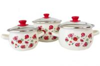 Набор эмалированный "6926" Гранат молочный 2,5л/3,5л/5,0л  ✅ базовая цена 1&nbsp;129.54 грн. ✔ Опт ✔ Акции ✔ Заходите! - Интернет-магазин Fortuna-opt.com.ua.