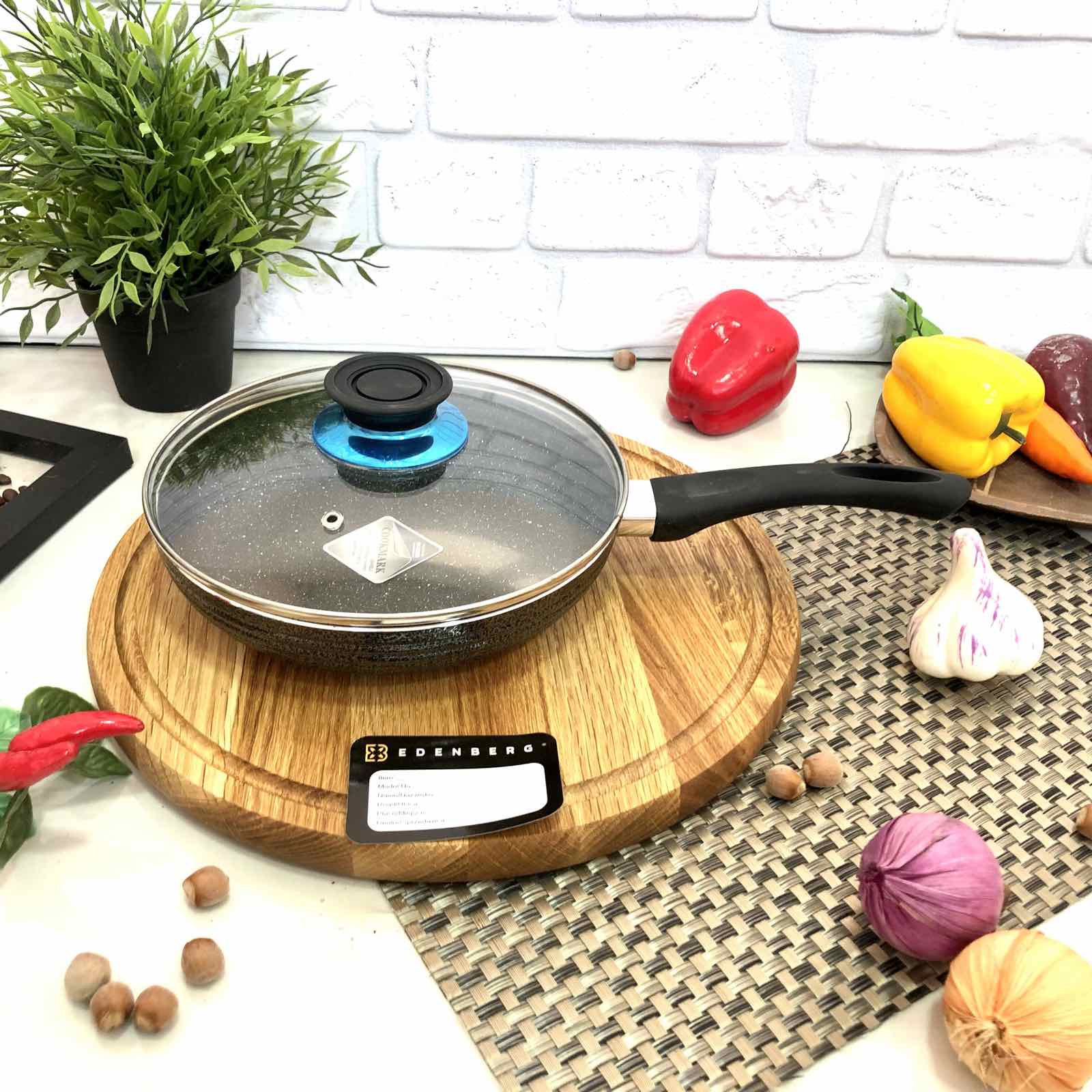 Сковорода мраморная с крышкой 22 см А-Плюс - 1107 ✅ базовая цена $8.92 ✔ Опт ✔ Скидки ✔ Заходите! - Интернет-магазин ✅ Фортуна-опт ✅