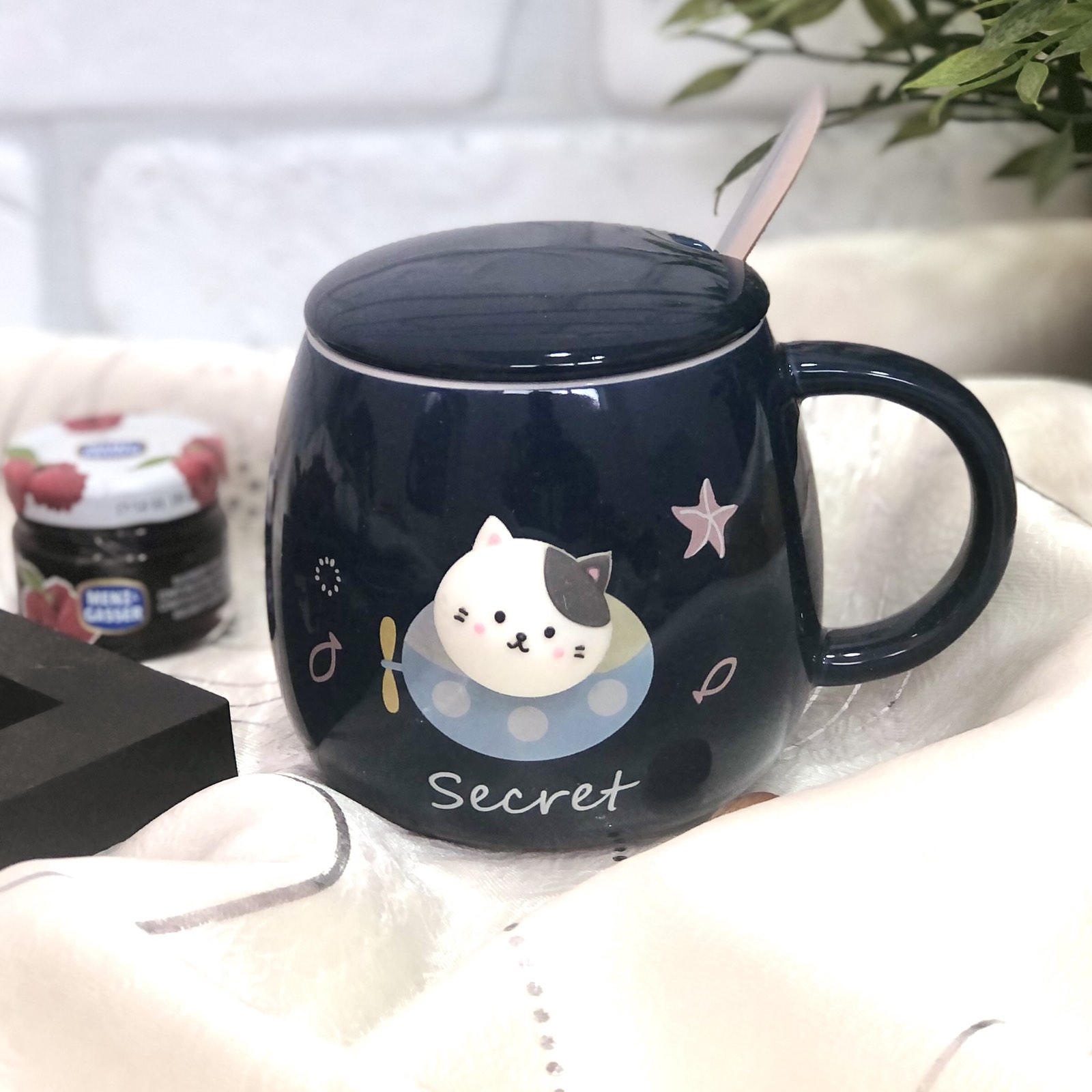 Чашка с крышкой и ложкой 400 мл Space cat Stenson - 00210 ✅ базовая цена $4.20 ✔ Опт ✔ Скидки ✔ Заходите! - Интернет-магазин ✅ Фортуна-опт ✅