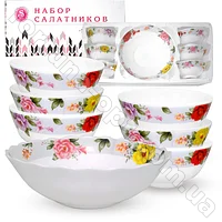 Салатник  7 пр стеклокерамика Шиповник SNT - 30056-202 ➜ Оптом и в розницу ✅ актуальная цена -Интернет магазин ✅ Фортуна ✅