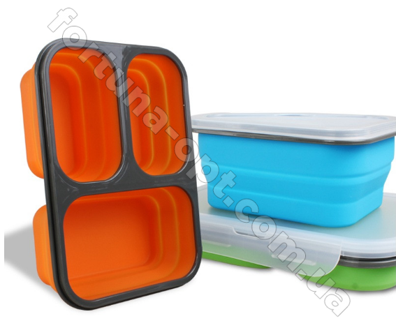 Ланч-бокс силиконовый складной на три отделения Frico FRU - 385  ➜ фото ➜ розн цена $6.97 - Интернет-магазин ✅ Fortuna-opt.com.ua. ✅