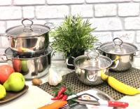 Набор посуды из нержавейки A-Plus - 2062 ➜ Оптом и в розницу ✅ актуальная цена - Интернет магазин ✅ Фортуна ✅