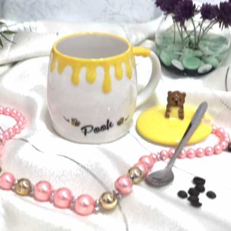 Чашка с крышкой и ложкой керамика 400 мл Pooh Stenson - 00529 ✅ базовая цена $6.46 ✔ Опт ✔ Скидки ✔ Заходите! - Интернет-магазин ✅ Фортуна-опт ✅
