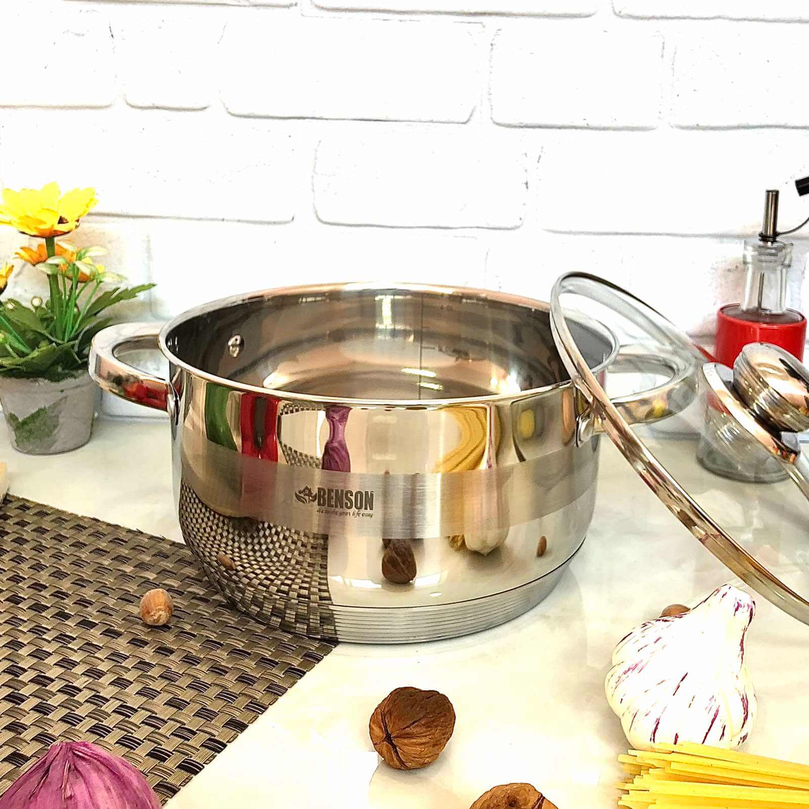 Кастрюля с крышкой из нержавеющей стали Benson BN - 220 - 4,5 л ✅ базовая цена $18.13 ✔ Опт ✔ Скидки ✔ Заходите! - Интернет-магазин ✅ Фортуна-опт ✅