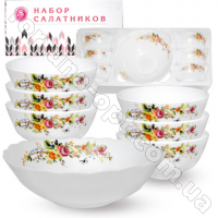 Набор салатников стеклокерамика Чайная роза SNT - 30056-201 7 шт ➜ Оптом и в розницу ✅ актуальная цена -Интернет магазин ✅ Фортуна ✅