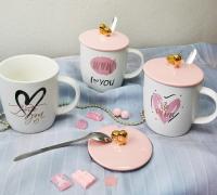 Чашка керамическая с крышкой и ложкой 400 мл "Love" Stenson - 00223 ✅ базовая цена $4.10 ✔ Опт ✔ Акции ✔ Заходите! - Интернет-магазин Fortuna-opt.com.ua.