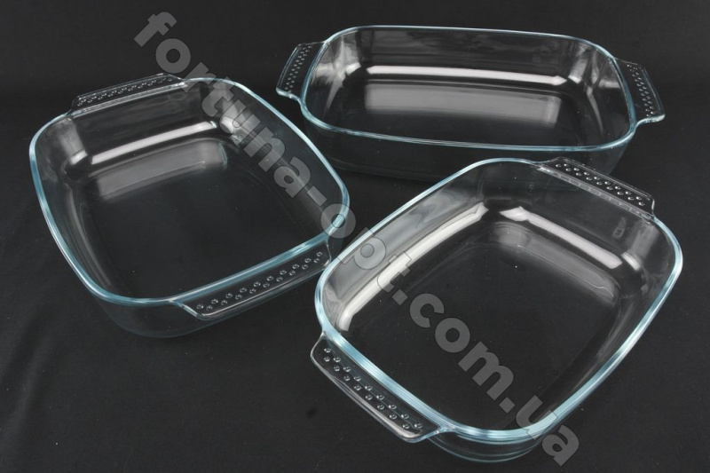 Набор противней из жаропрочного стекла A-Plus - 1093 ➜ Оптом и в розницу ✅ актуальная цена -Интернет магазин ✅ Фортуна ✅