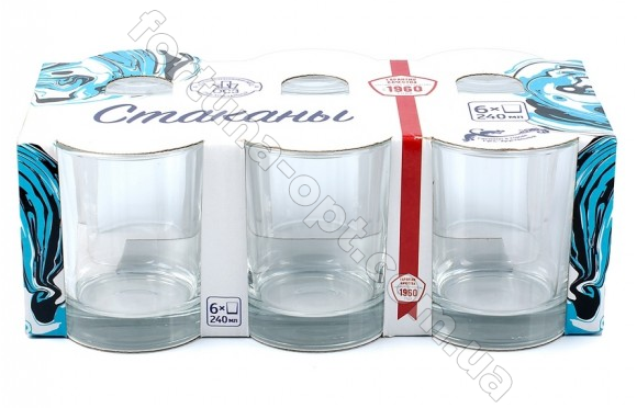 Набор гладких стаканов 250 мл 8290 6 шт ➜ Оптом и в розницу ✅ актуальная цена - Интернет магазин ✅ Фортуна ✅